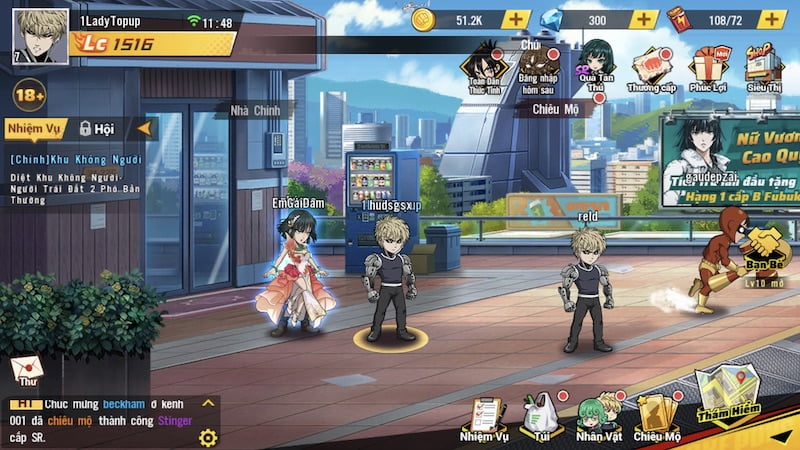 Giao diện màn hình chính game One Punch Man VNG
