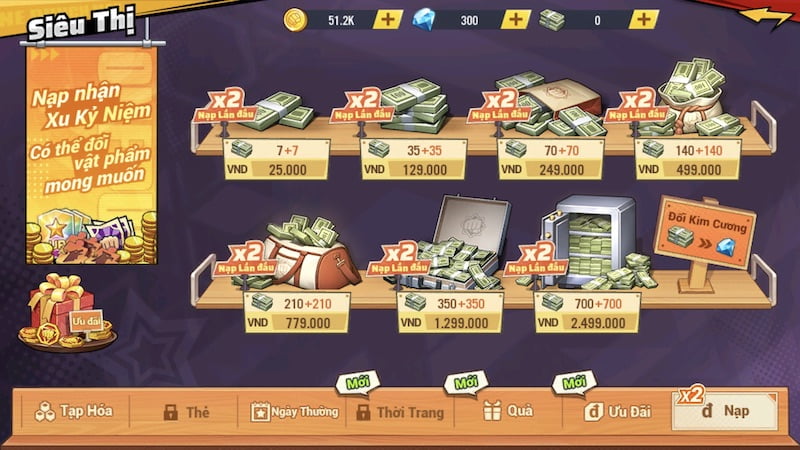 Bảng giá nạp phiếu One Punch Man VNG trên Iphone